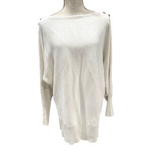 Ralph Lauren Women's Ribbed Ivory Sweater W/Gold Button Detail L